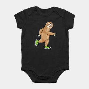 Sloth at ice skating with ice skates Baby Bodysuit